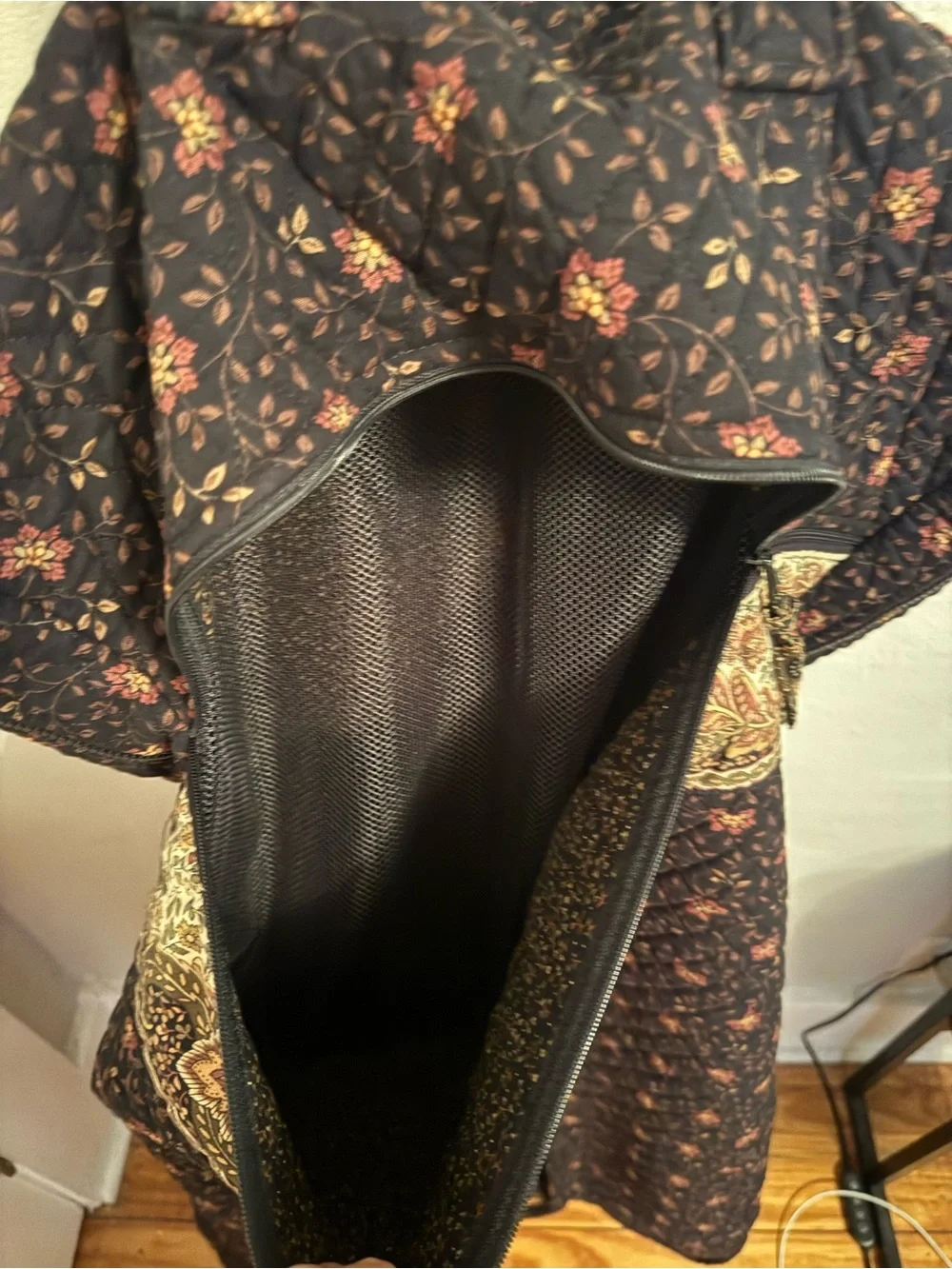 Vintage Vera Bradley Black Walnut Quilted Garment Bag with Paisley - Like New